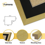 Square Size Gold Thin Matt  Photo Frames With Black Mount