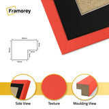 Square Size Red Thin Matt Picture Frames With Black Mount