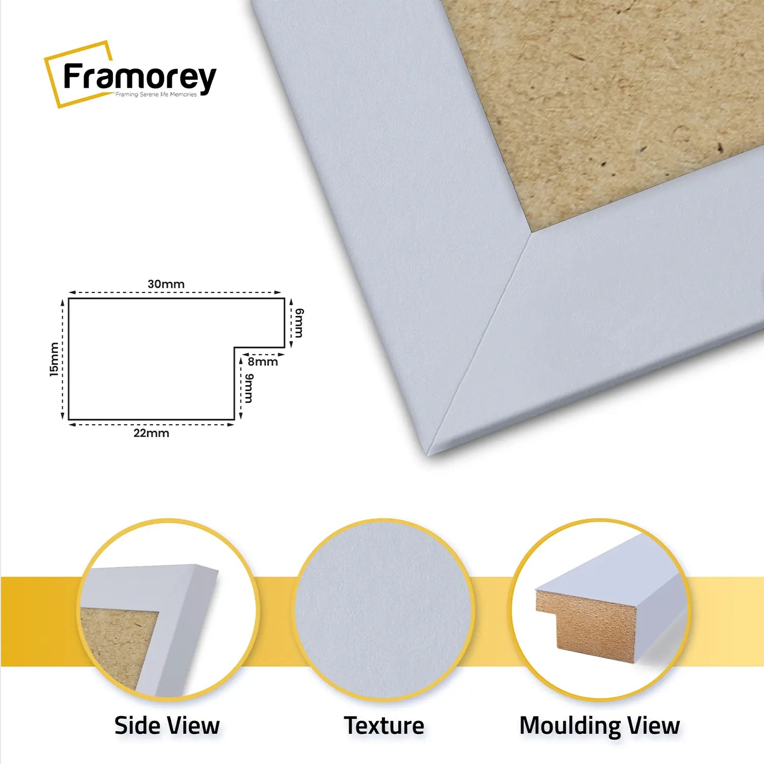 Square Size Light Grey Picture Frame Wall Decor Frames