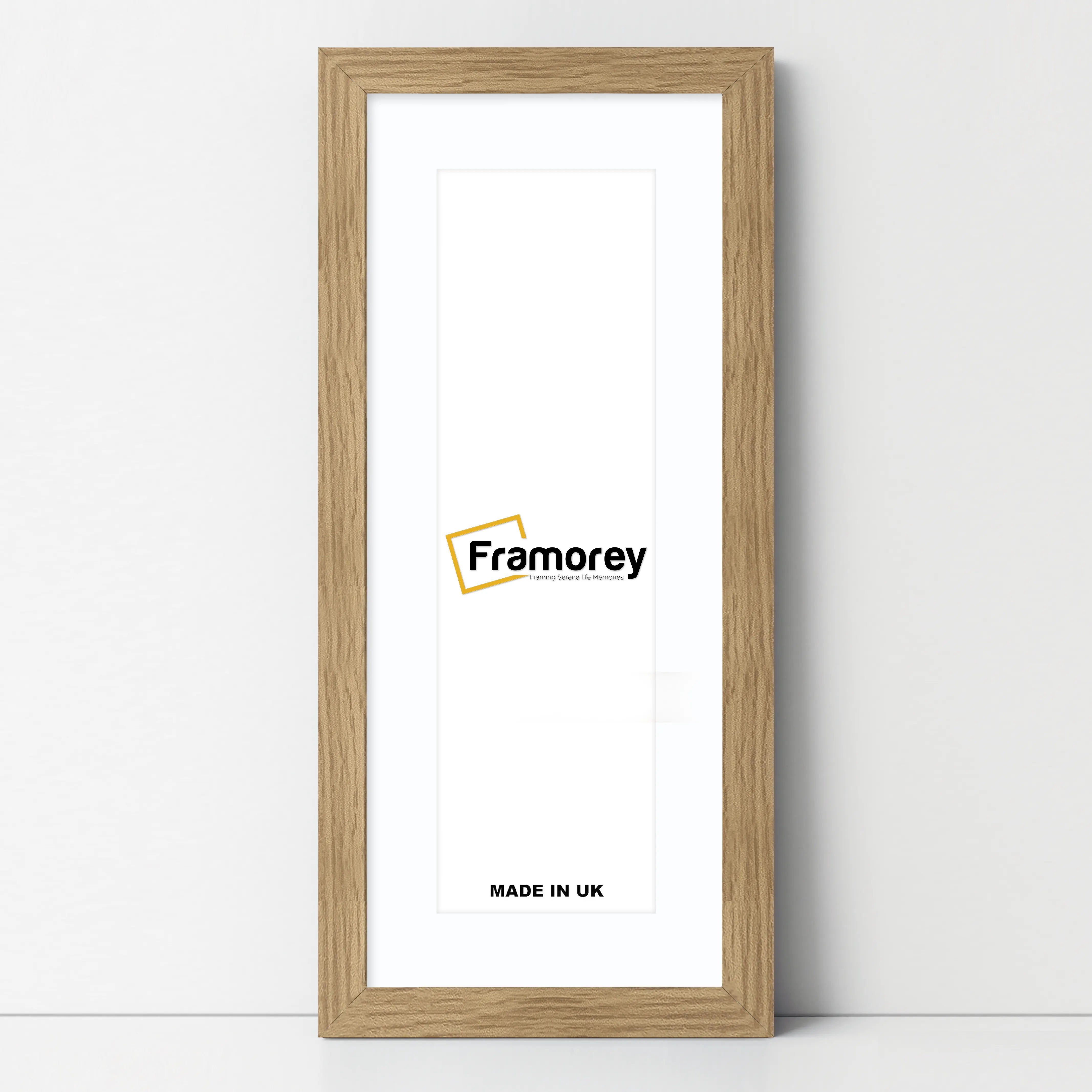 Flat Panoramic Oak Picture Frame Wall Art Photo Frame With White Mount