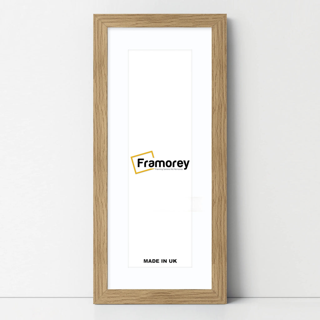 Flat Panoramic Oak Picture Frame Wall Art Photo Frame With White Mount