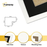 Square Size White Thin Matt Photo Frames with Black Mount