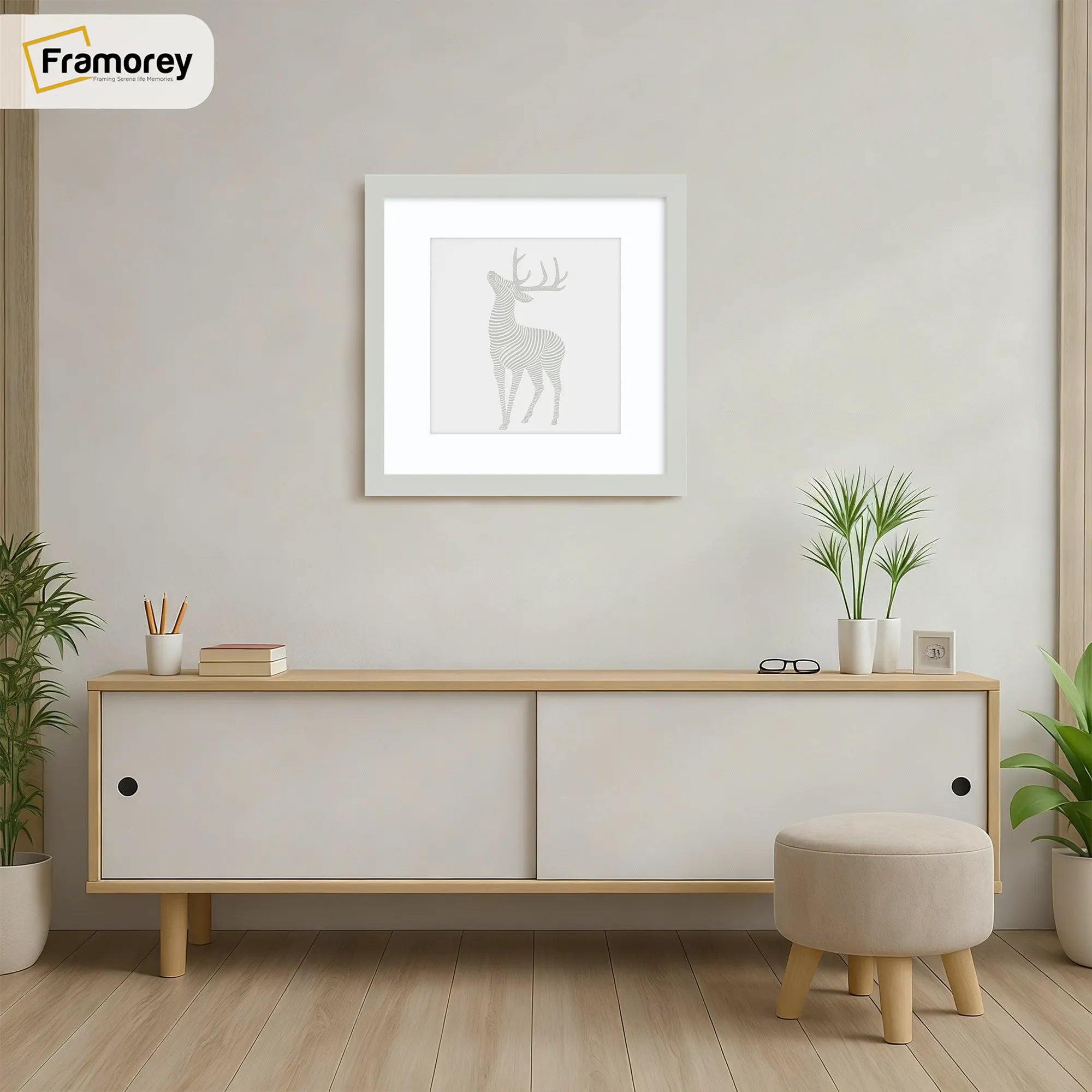 Square Size Thin Matt Silver Picture Frames With White Mount