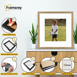 Square Size Thin Matt Oak Picture Frames With White Mount