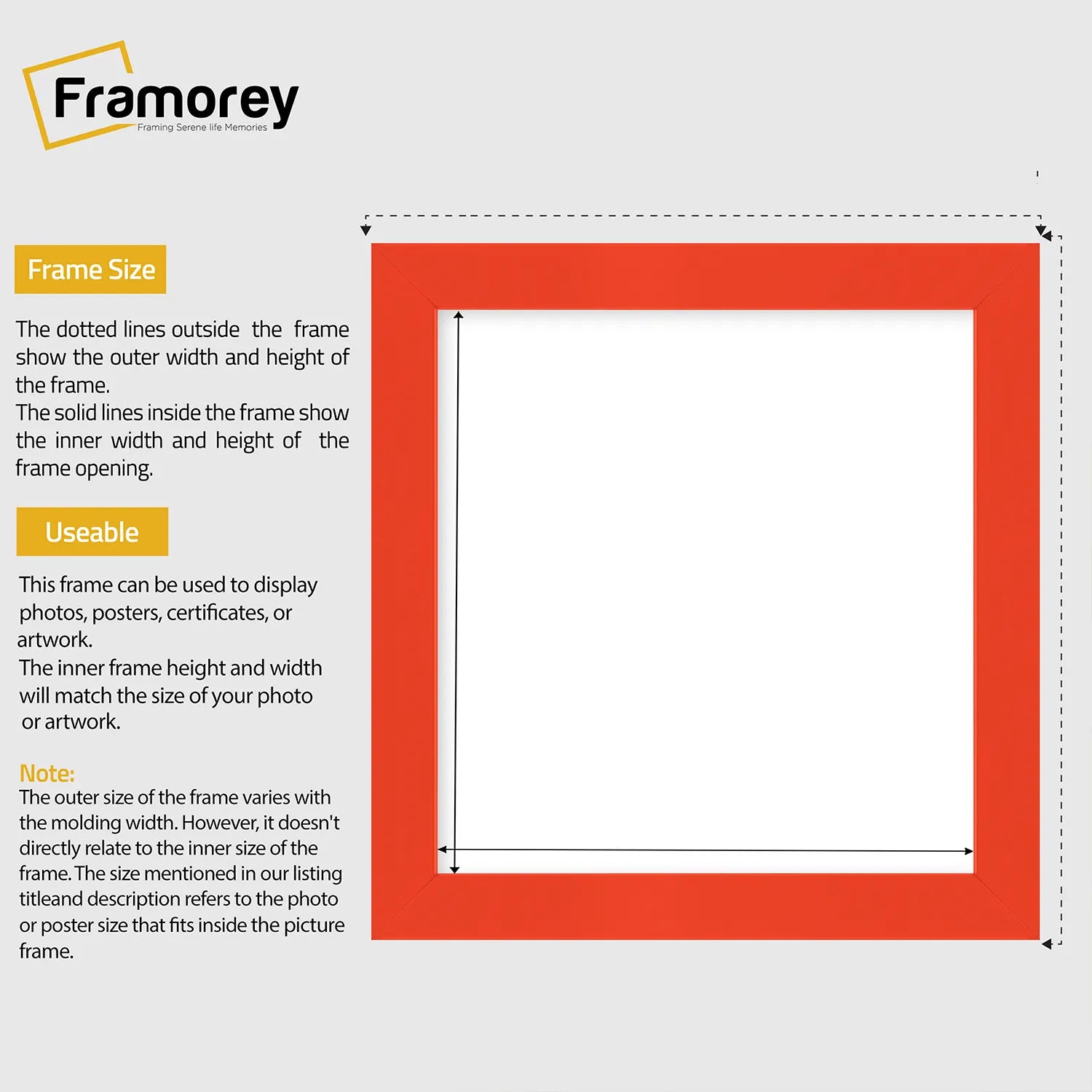 Square Size Red Picture Frame Wall Decor Frames