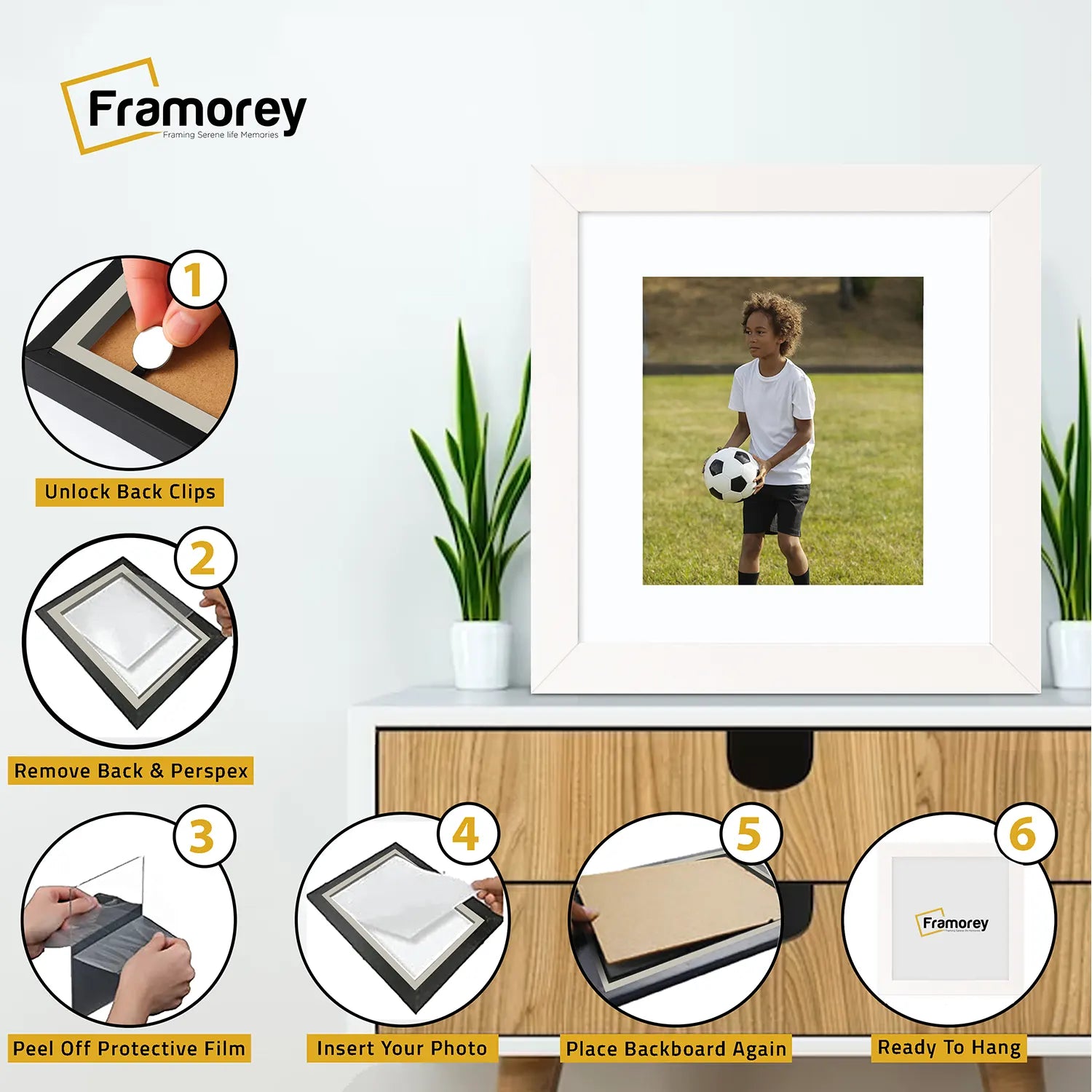 Square Size White Picture Frame With White Mount