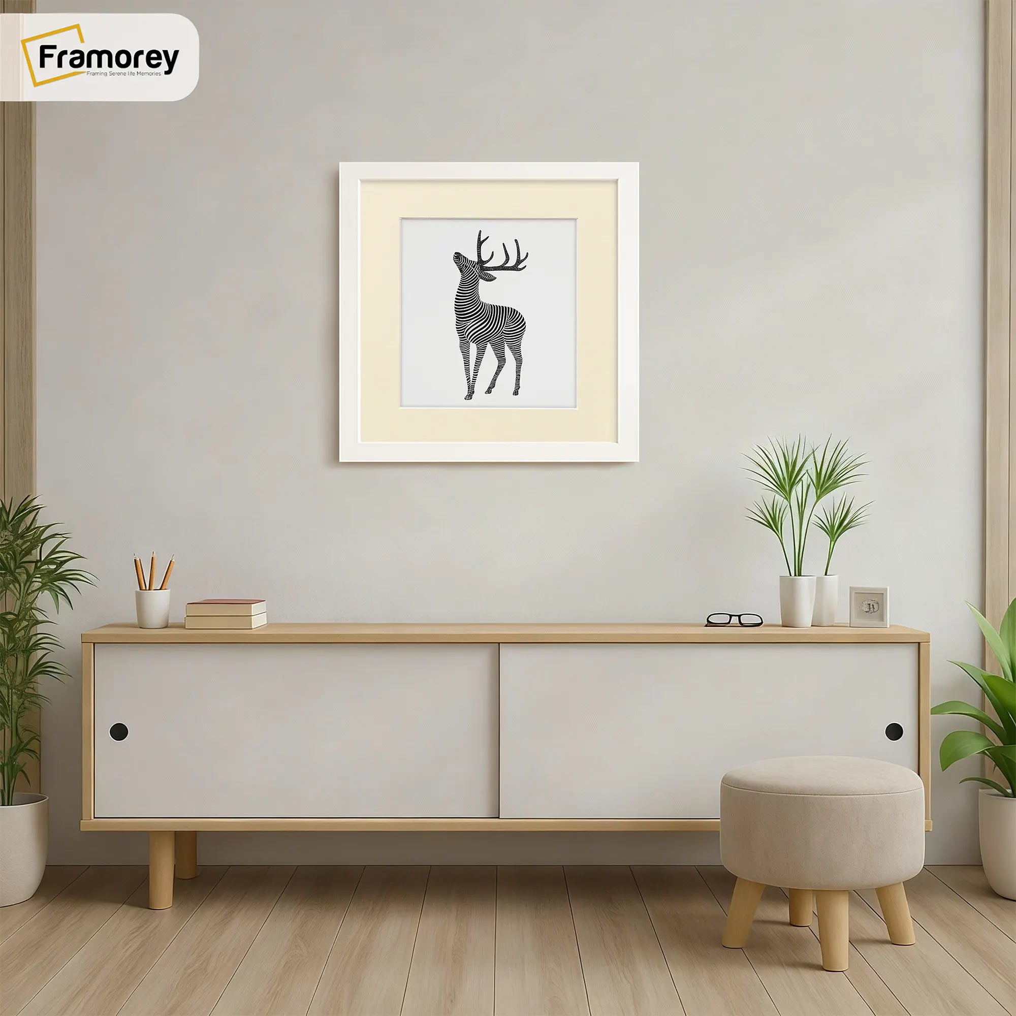 Square Thin Matt White Photo Frames With Ivory Mount