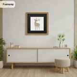 Square Size Thin Matt Oak Photo Frames with Black Mount