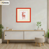 Square Size Thin Matt Red Picture Frames With Ivory Mount