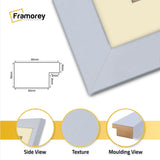 Square Size Light Grey Picture Frame With Ivory Mount