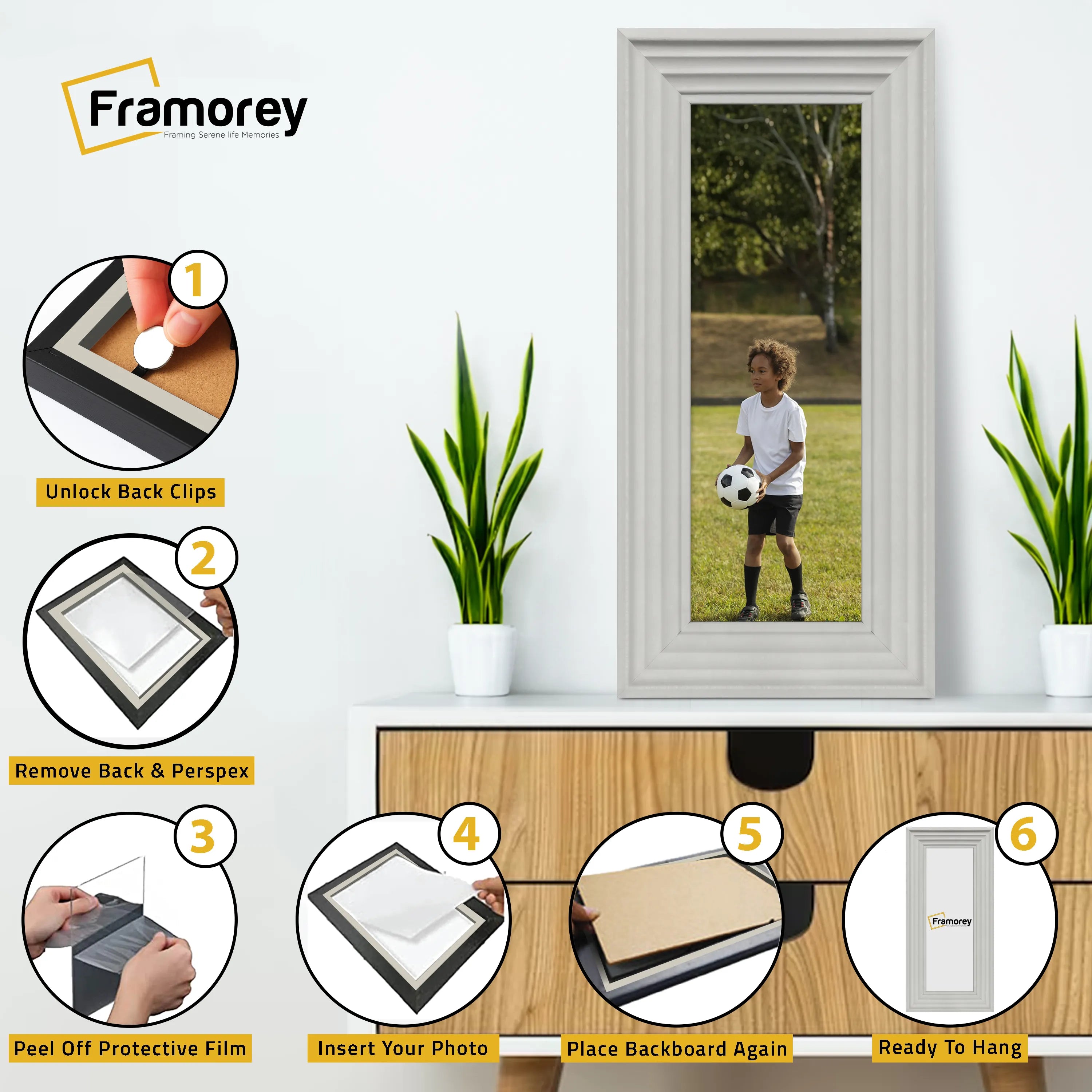 Panoramic White Wooden Picture Frame Big Step Style Photo Frames