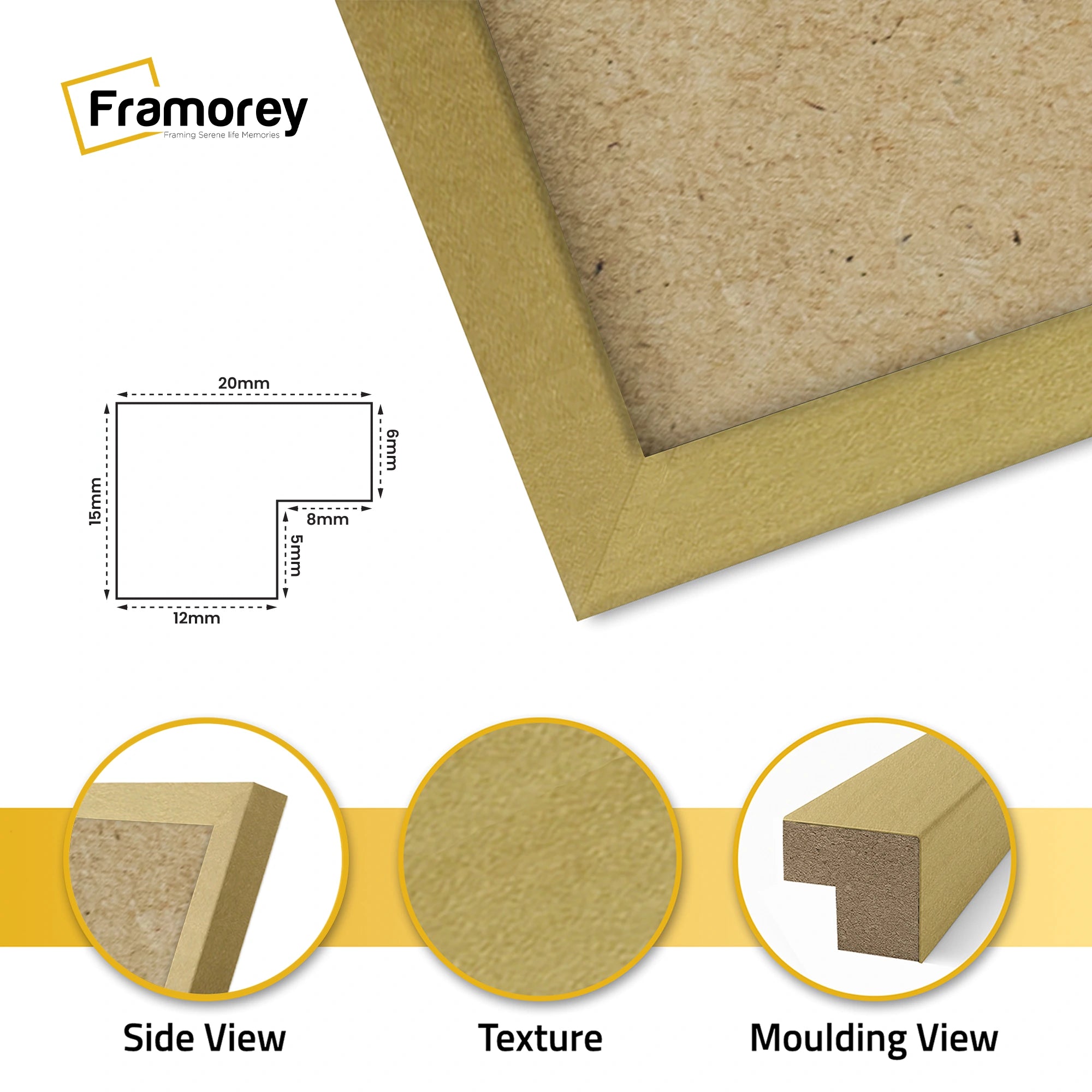 Square Size Thin Matt Gold Picture Frame Poster Frames