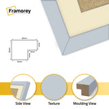 Square Size Thin Matt Light Grey Picture Frames With Ivory Mount