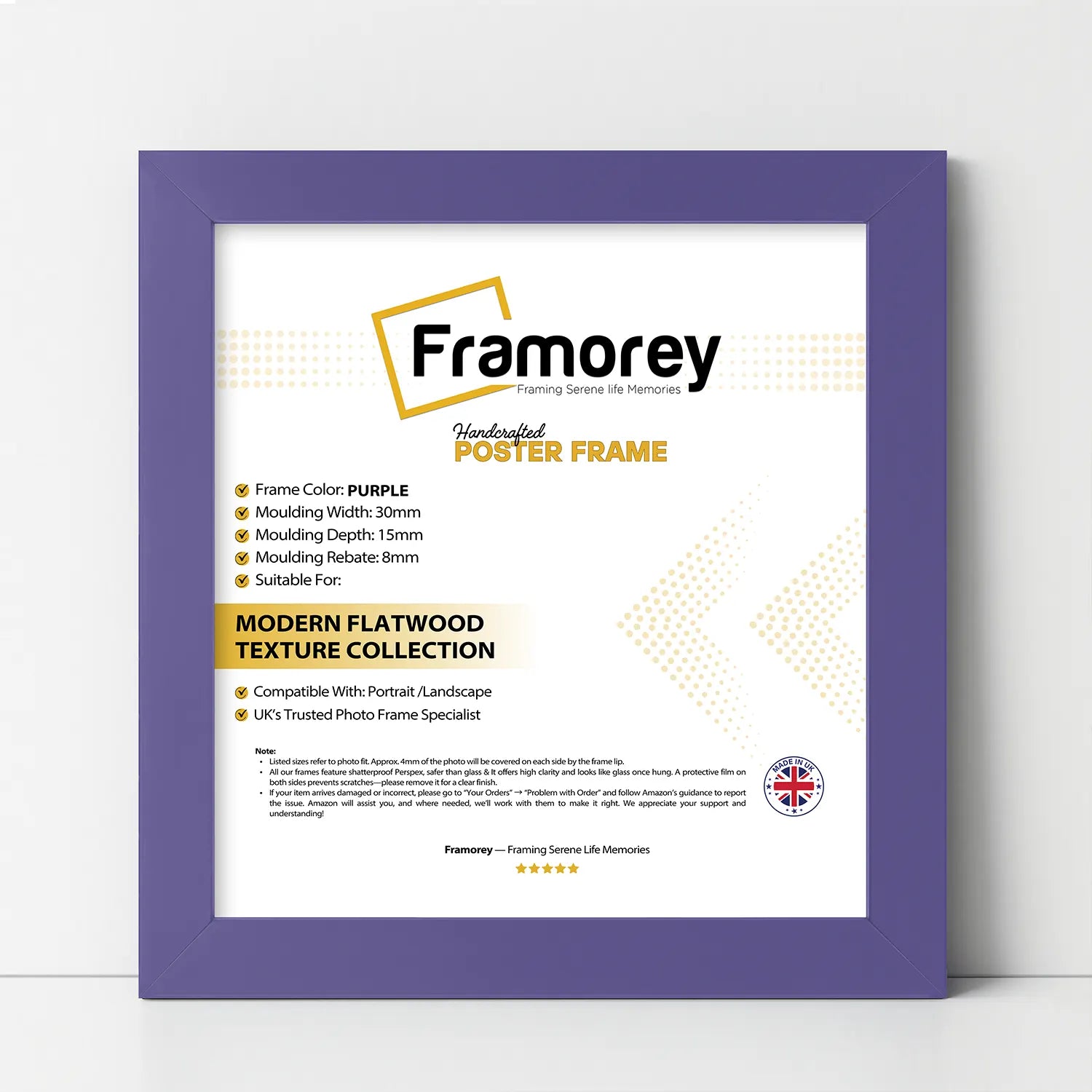 Square Size Purple Picture Frame Wall Decor Frames