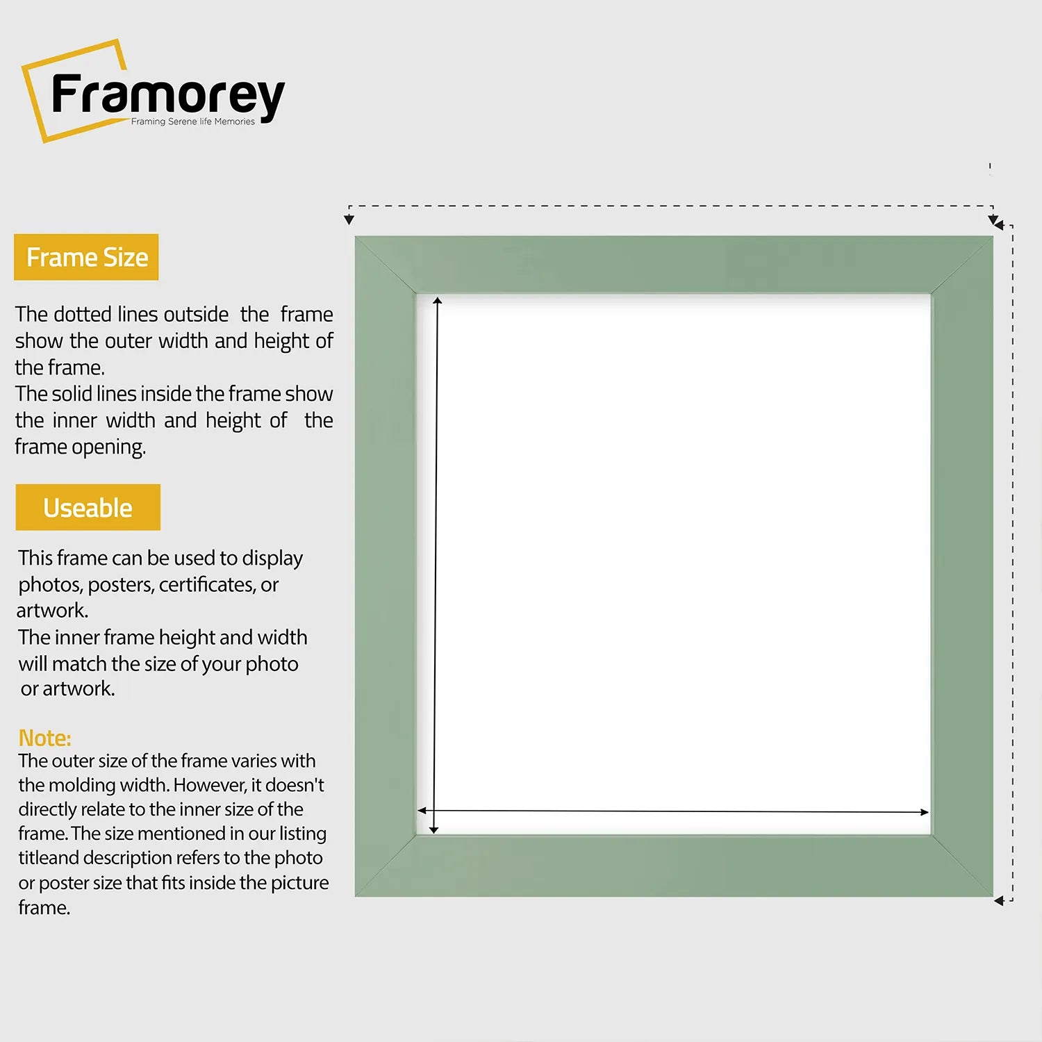 Square Size Green Picture Frame Wall Decor Frames