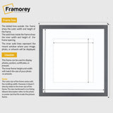 Square Size Thin Matt Dark Grey Picture Frames With White Mount