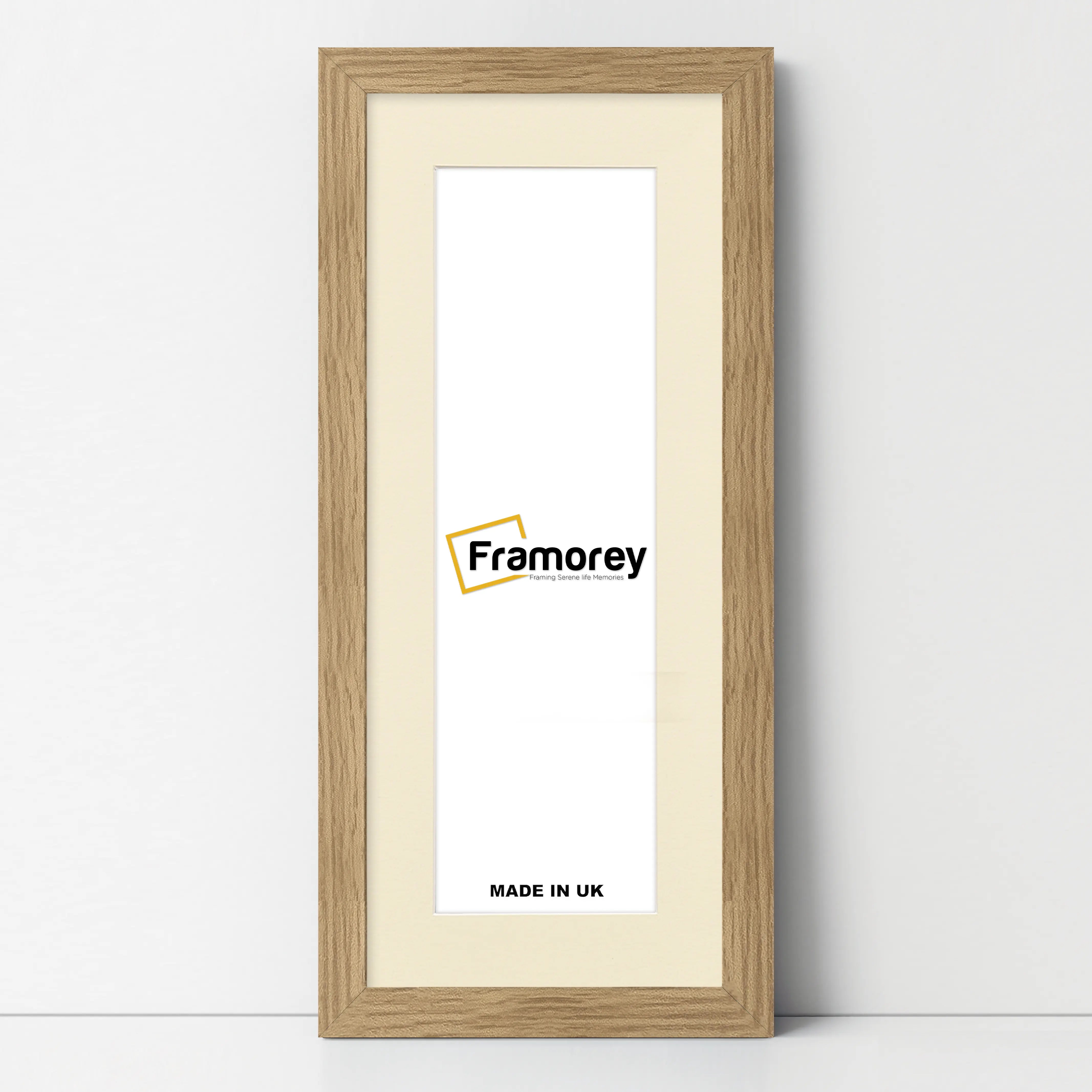 Flat Panoramic Oak Photo Frame Wall Art Poster Frame With Ivory Mount