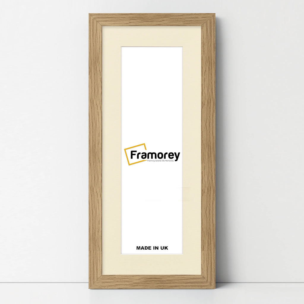 Flat Panoramic Oak Photo Frame Wall Art Poster Frame With Ivory Mount