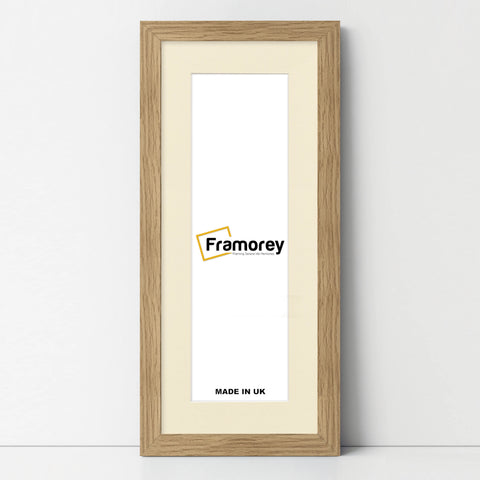 Flat Panoramic Oak Photo Frame Wall Art Poster Frame With Ivory Mount