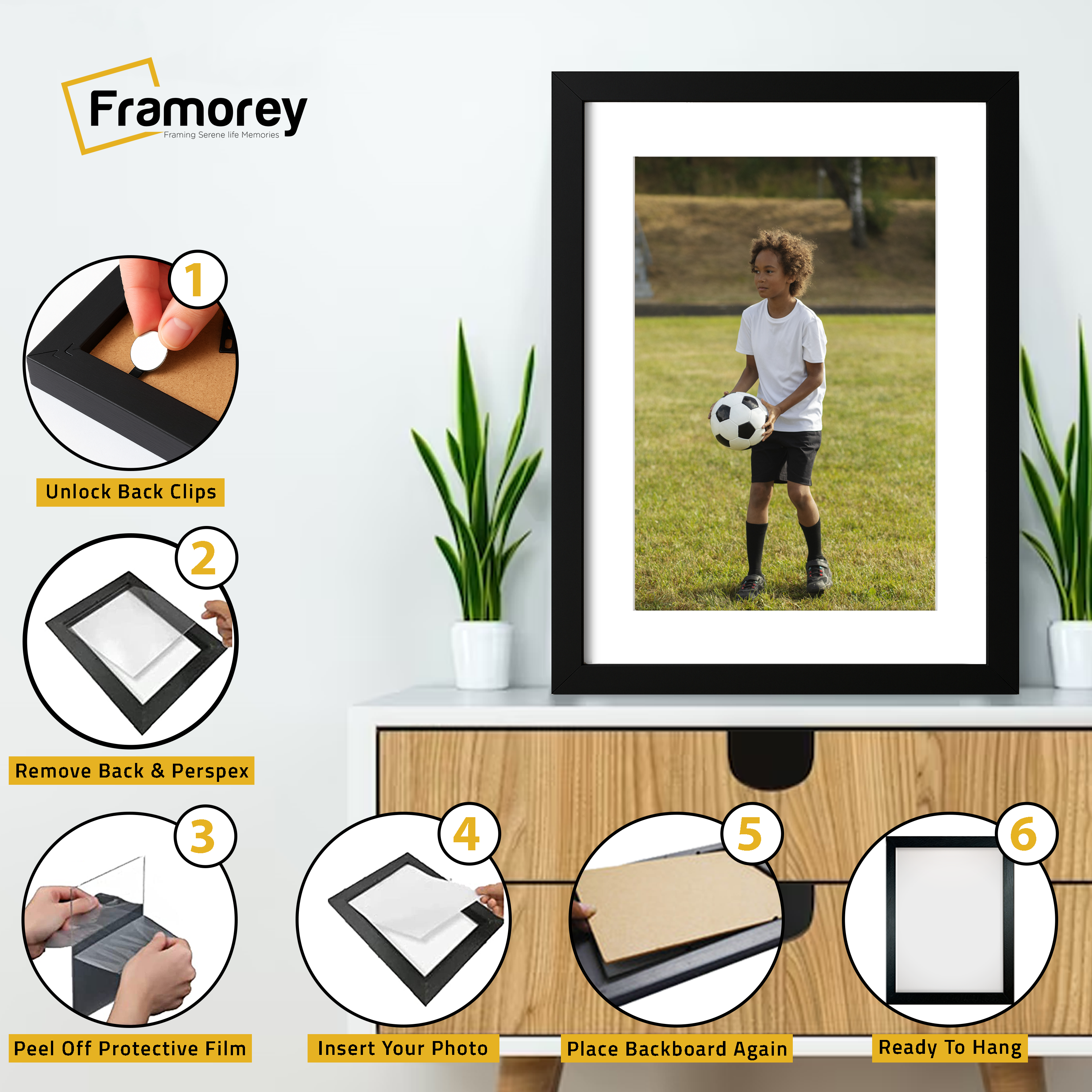 Thin Matt Gold Picture Frame With White Mount