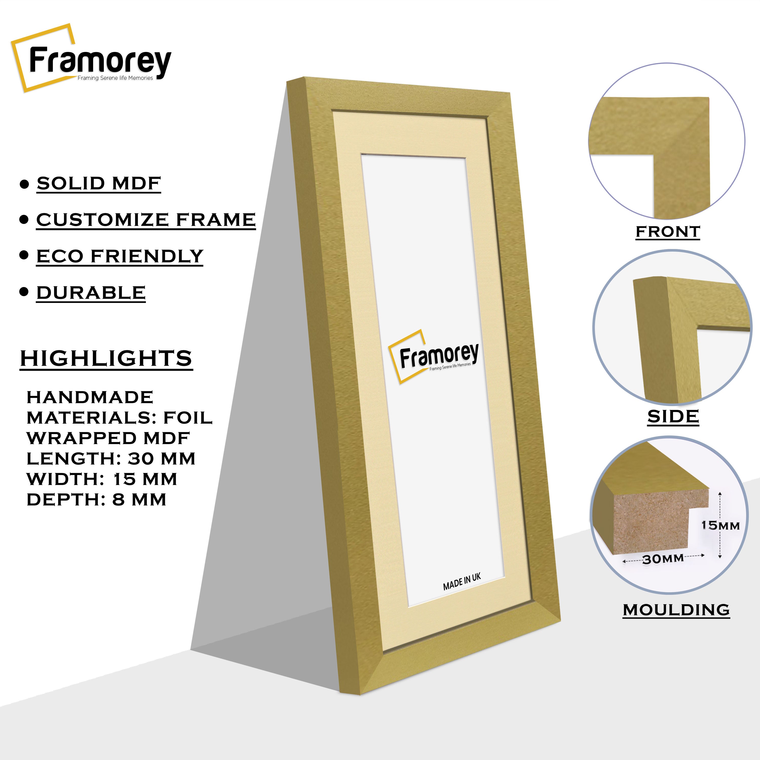 Panoramic Gold Picture Frame With Ivory Mount Wall Décor Frame