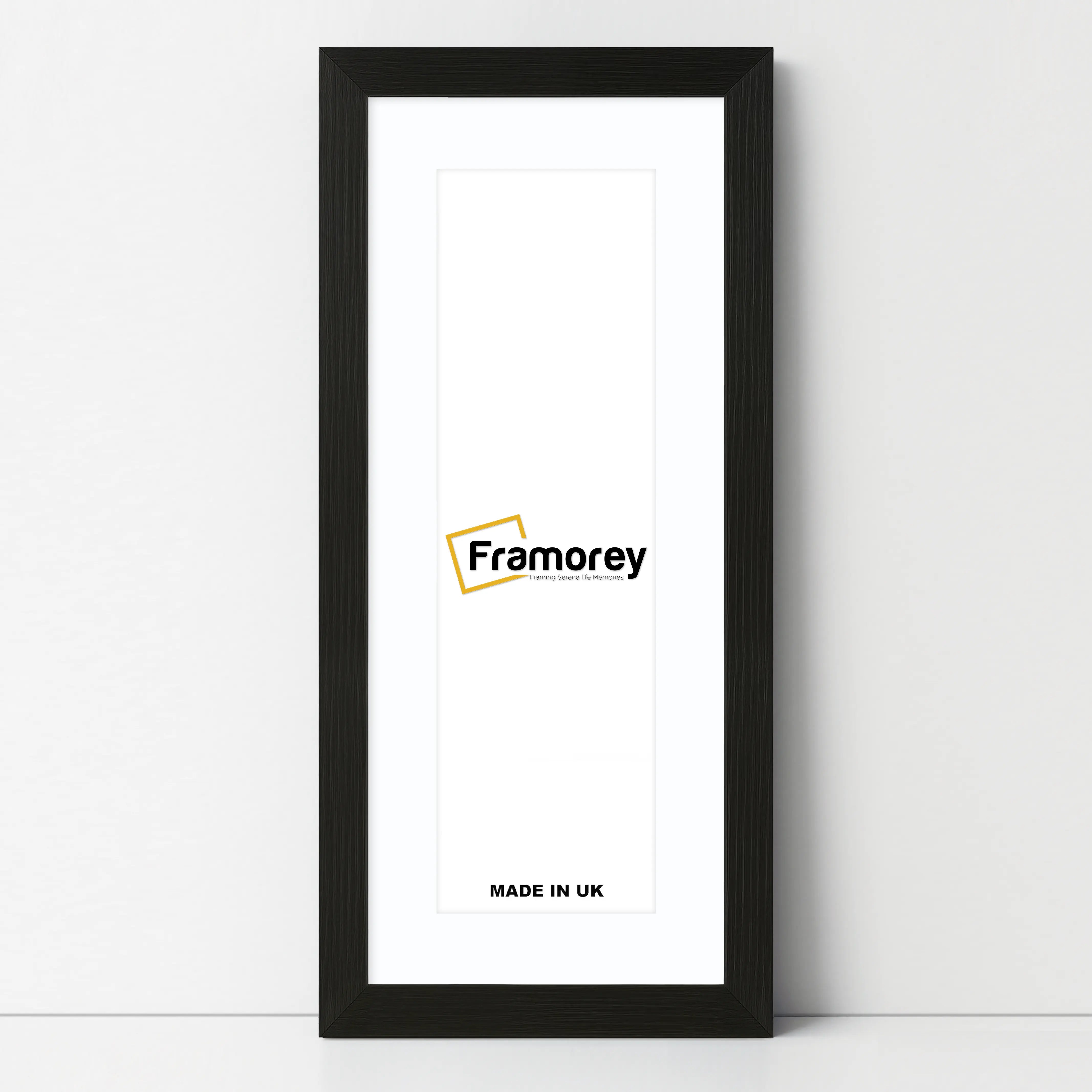 Flat Panoramic Black Picture Photo Frame With White Mount