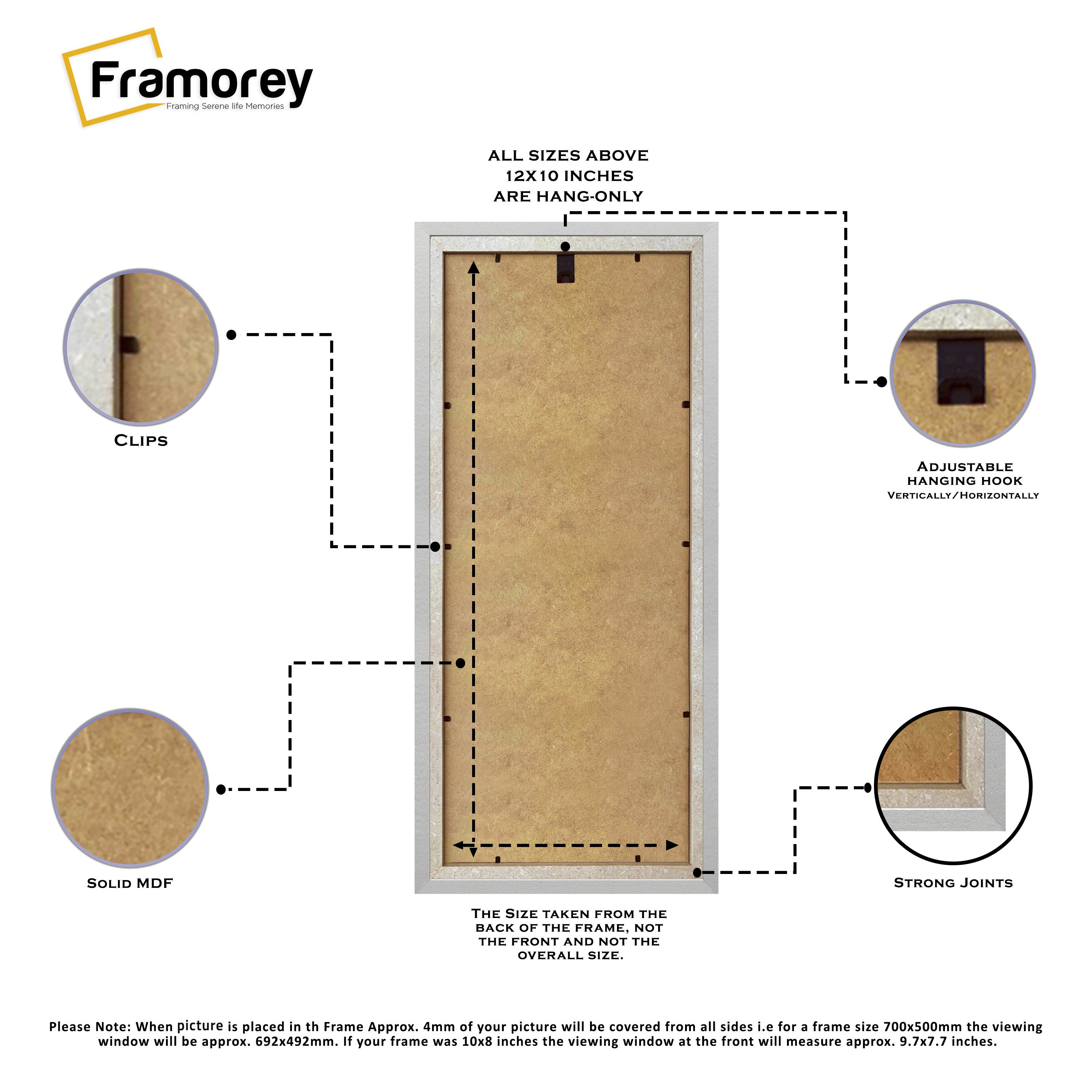 Panoramic Silver Photo Frame Backside View Poster Frame Highlighting it's Features