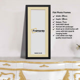 Flat Panoramic Black Photo Frame Wall Art Poster Frame With Ivory Mount