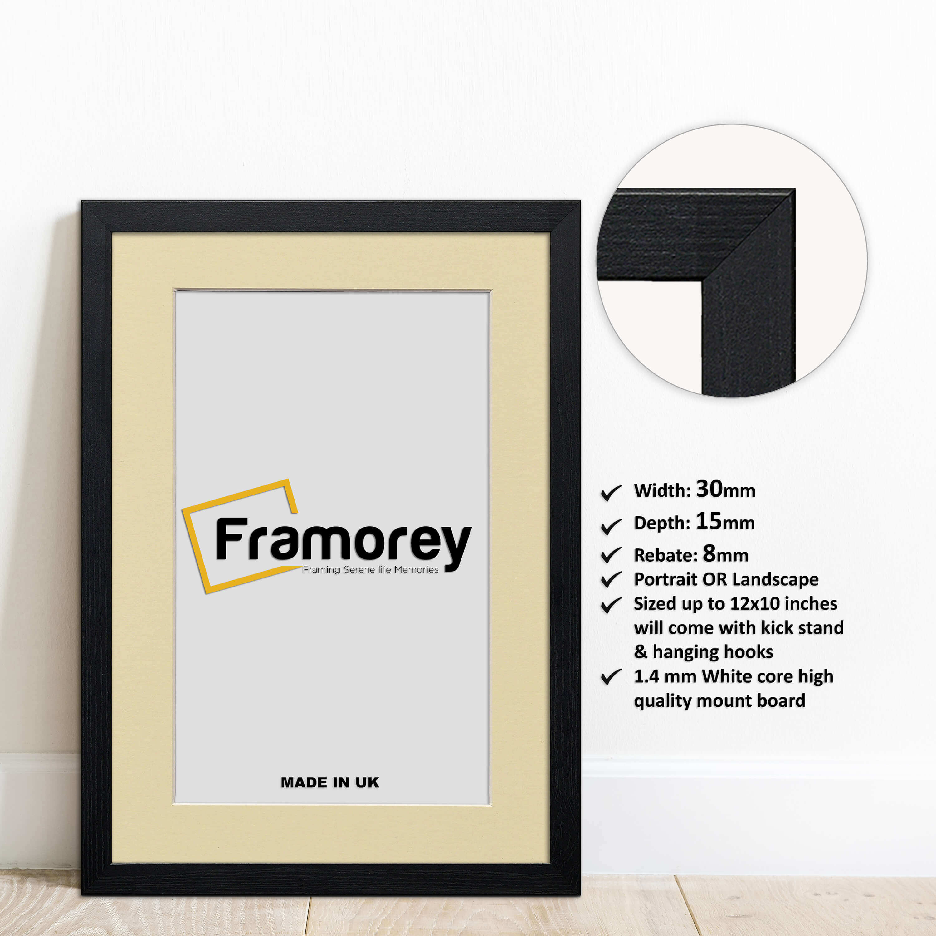 Ash Black Picture Frame With Ivory Mount