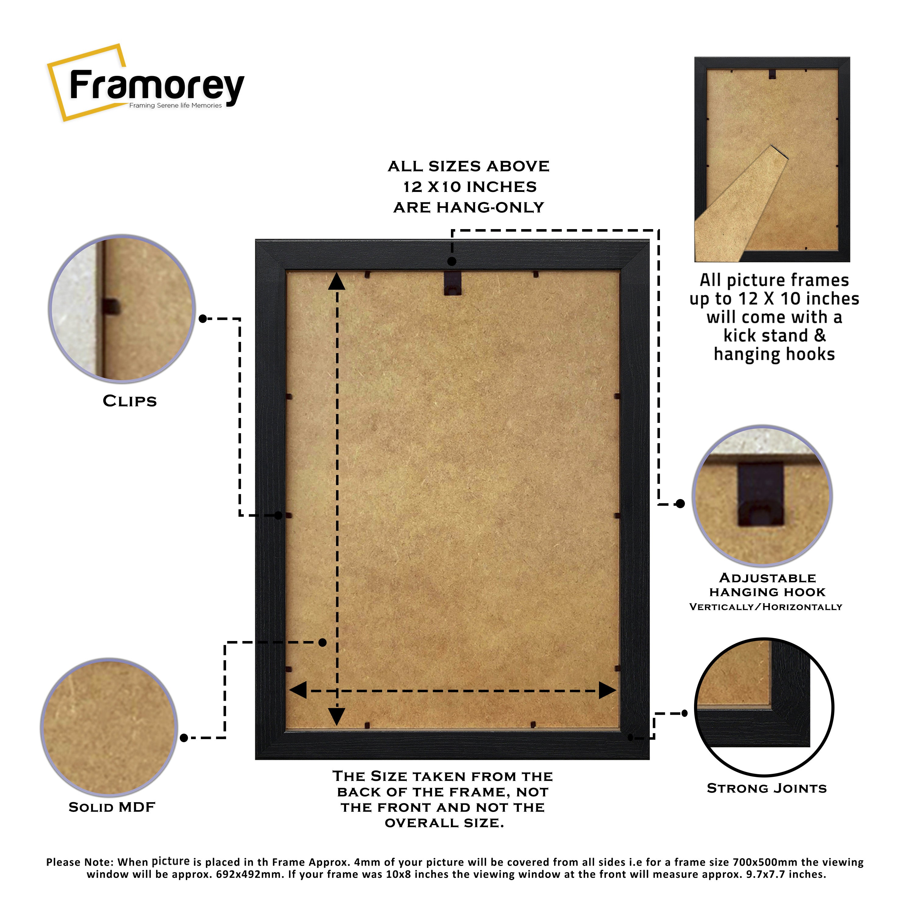 Grained Black Picture Frame Fletcher Wood Wall Art Frame With Black Mount