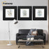 Three Square Size Wooden Black Picture Frame With Black Mount hanging on a wall over a couch