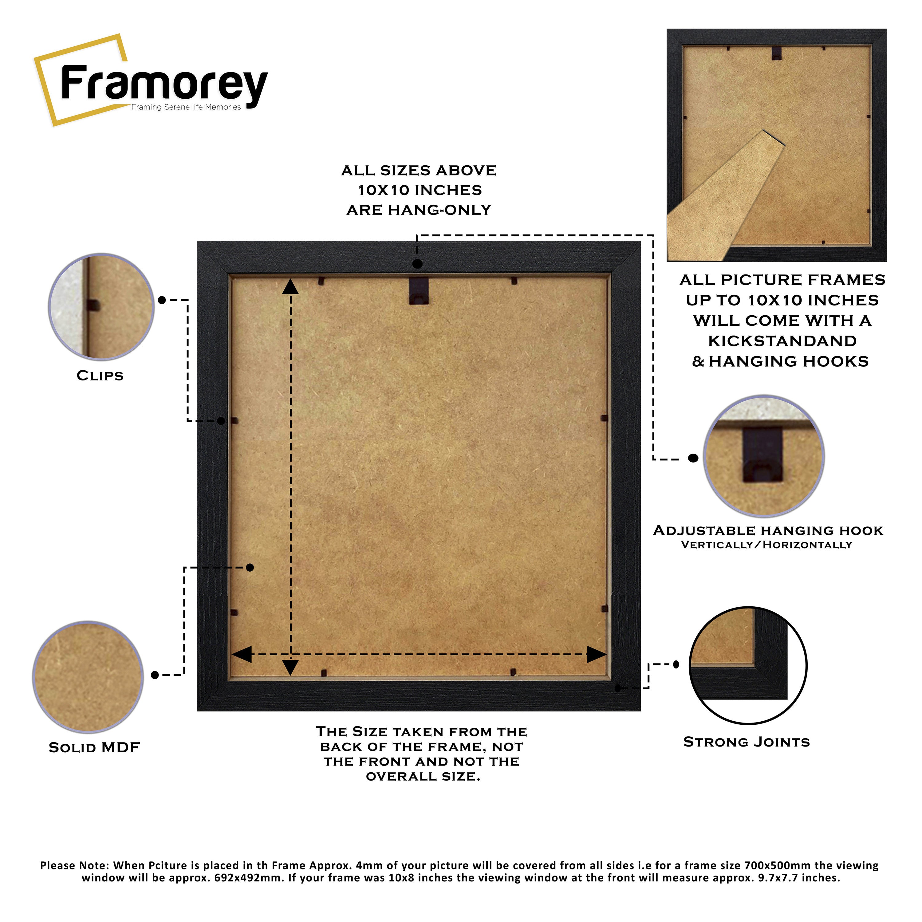 Black Solid Wood Square Picture Frames – Ideal for Posters, Photos & Art