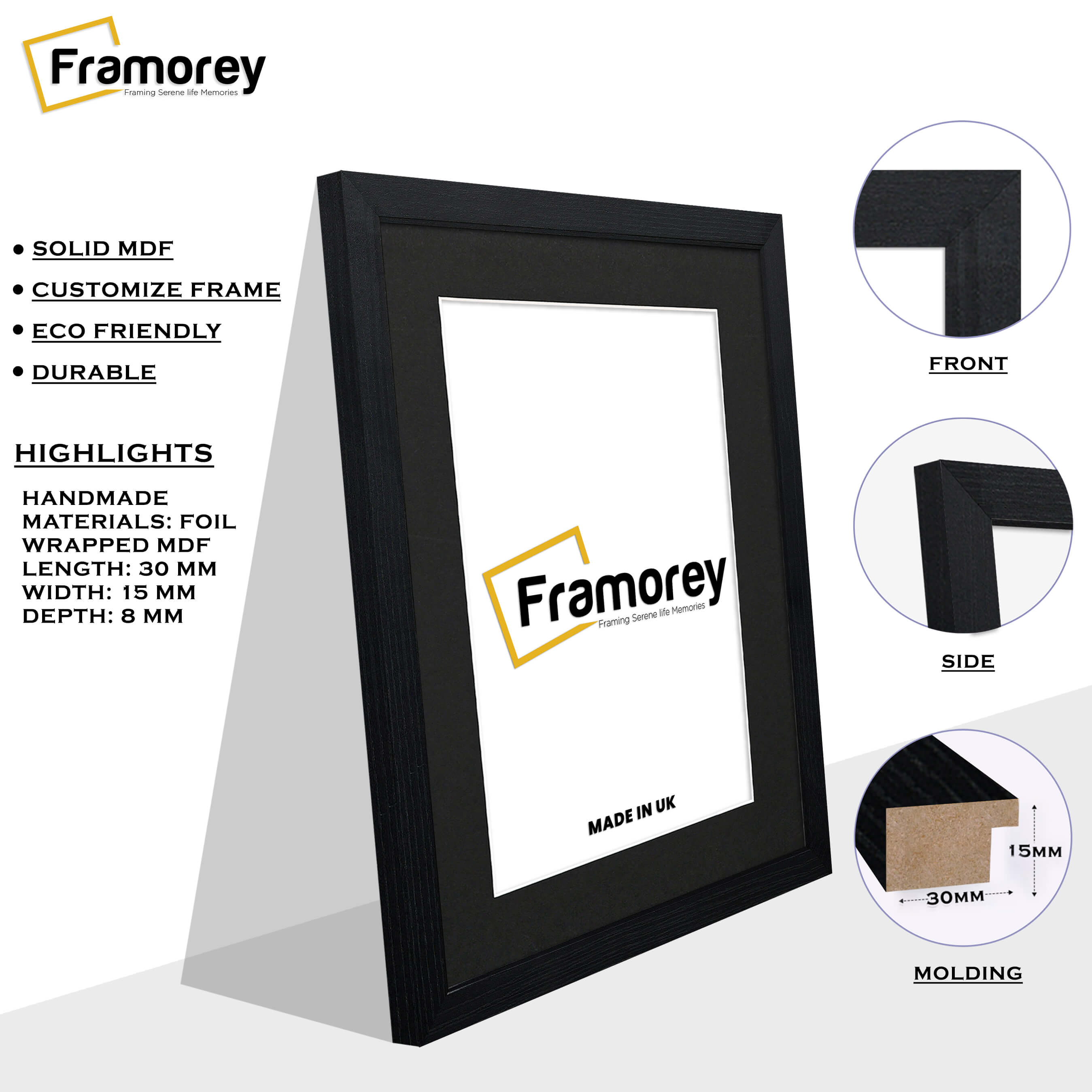 Ash Black Picture Frame With Black Mount