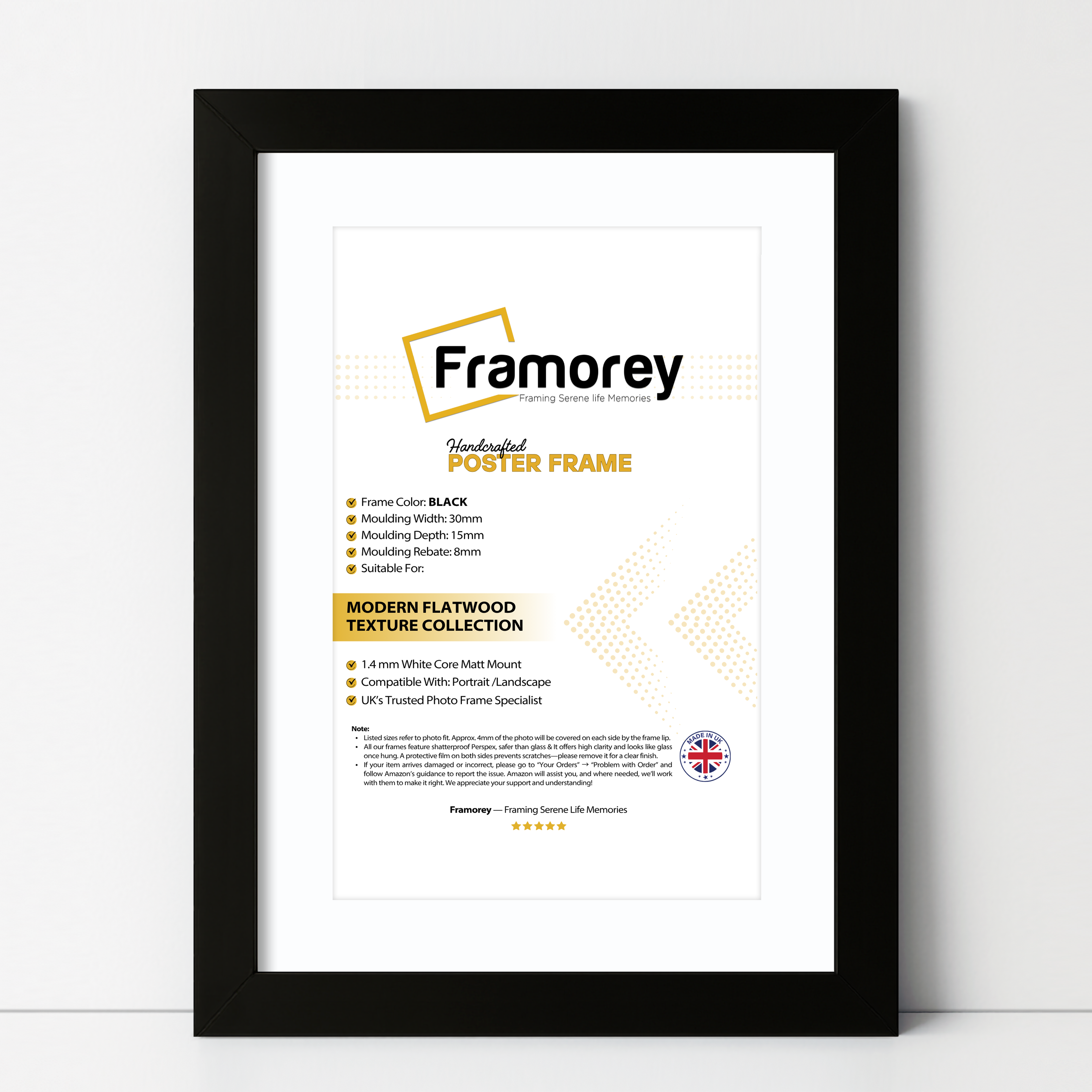 Matt Black Picture Frame With White Mount