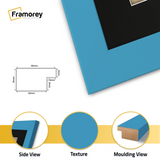Panoramic Blue Picture Frame With Black Mount Wall Decor Frame
