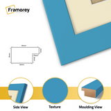 Square Blue Picture Frame with Ivory mount Wall Art Photo Frames