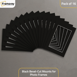 Black Bevel Cut Mount pack of 16.