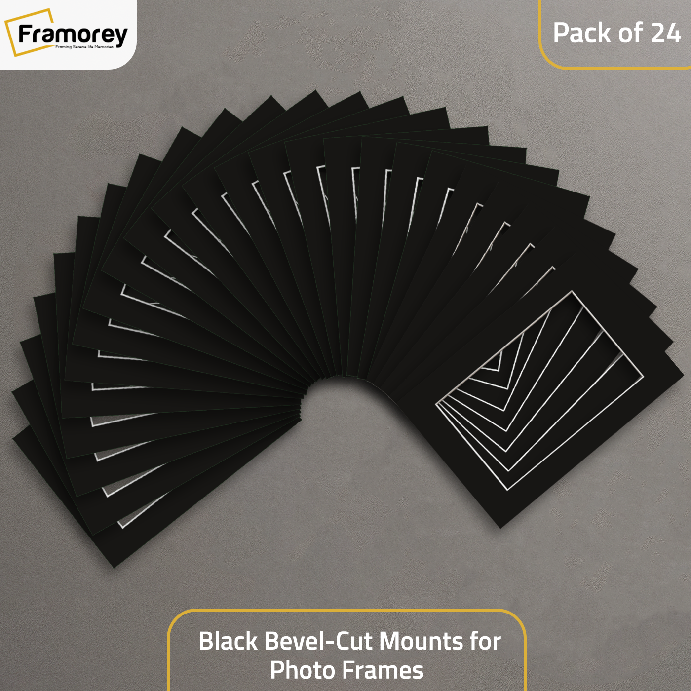 Black Bevel Cut Mount pack of 24.
