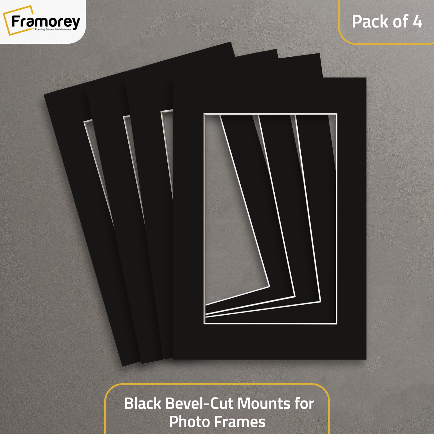 Black Bevel Cut Mount pack of 4.