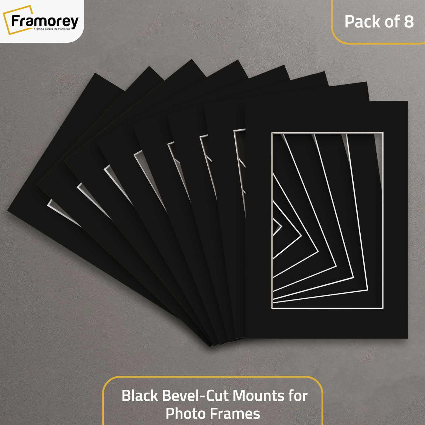 Black Bevel Cut Mount pack of 8.