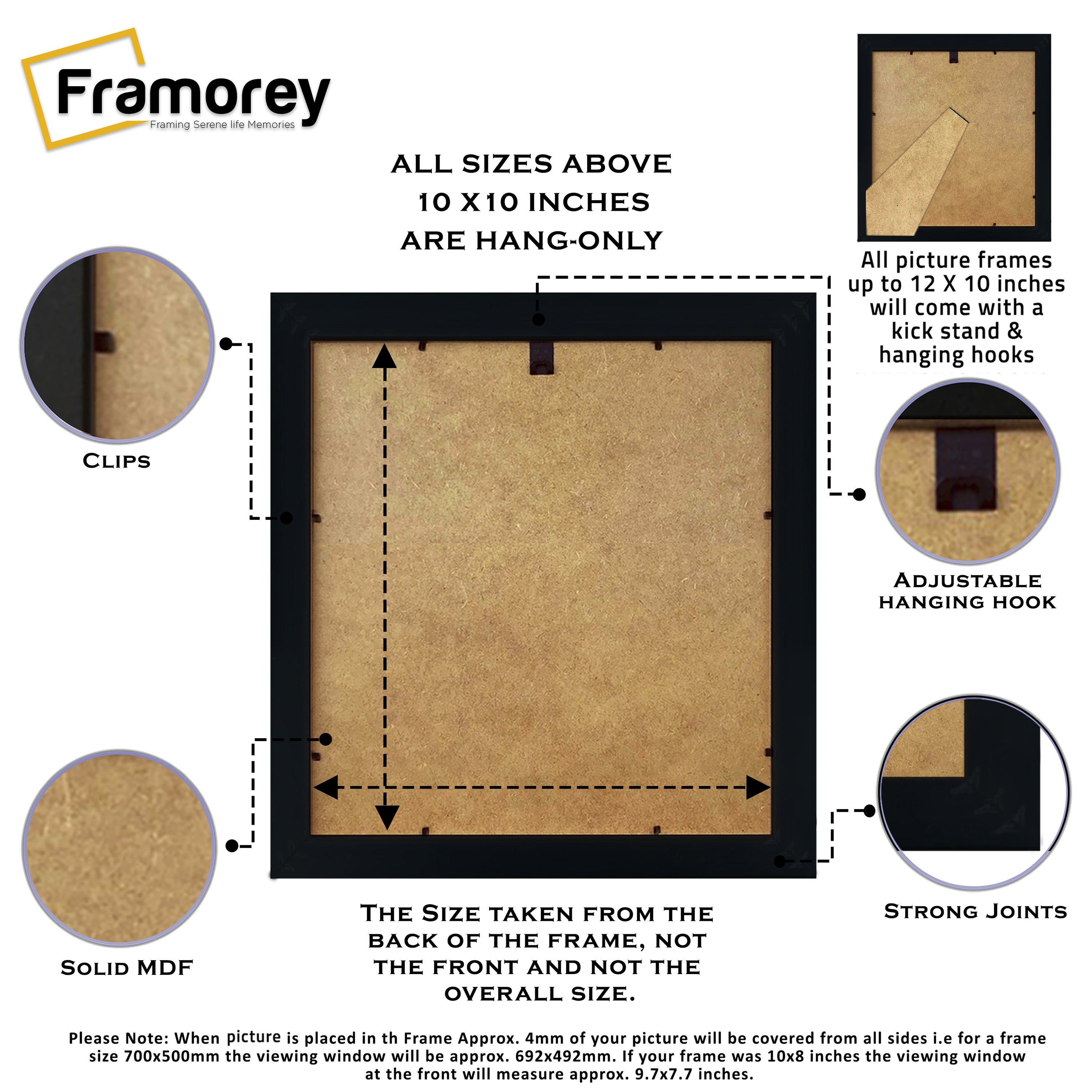 Backside View Of Photo Frame Highlighting some of it's Features