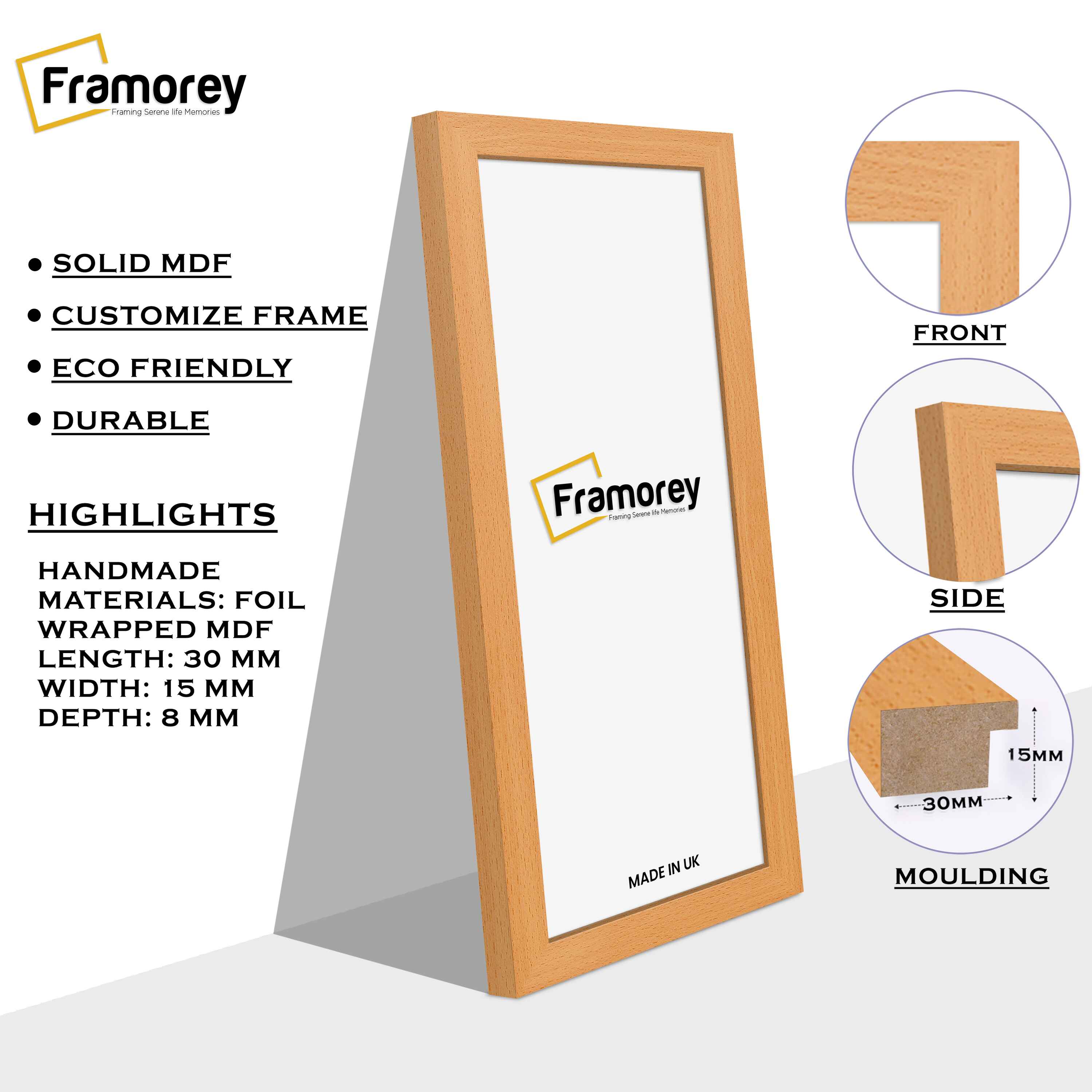 Panoramic Size Beech Picture Frames Wall D?cor Frame