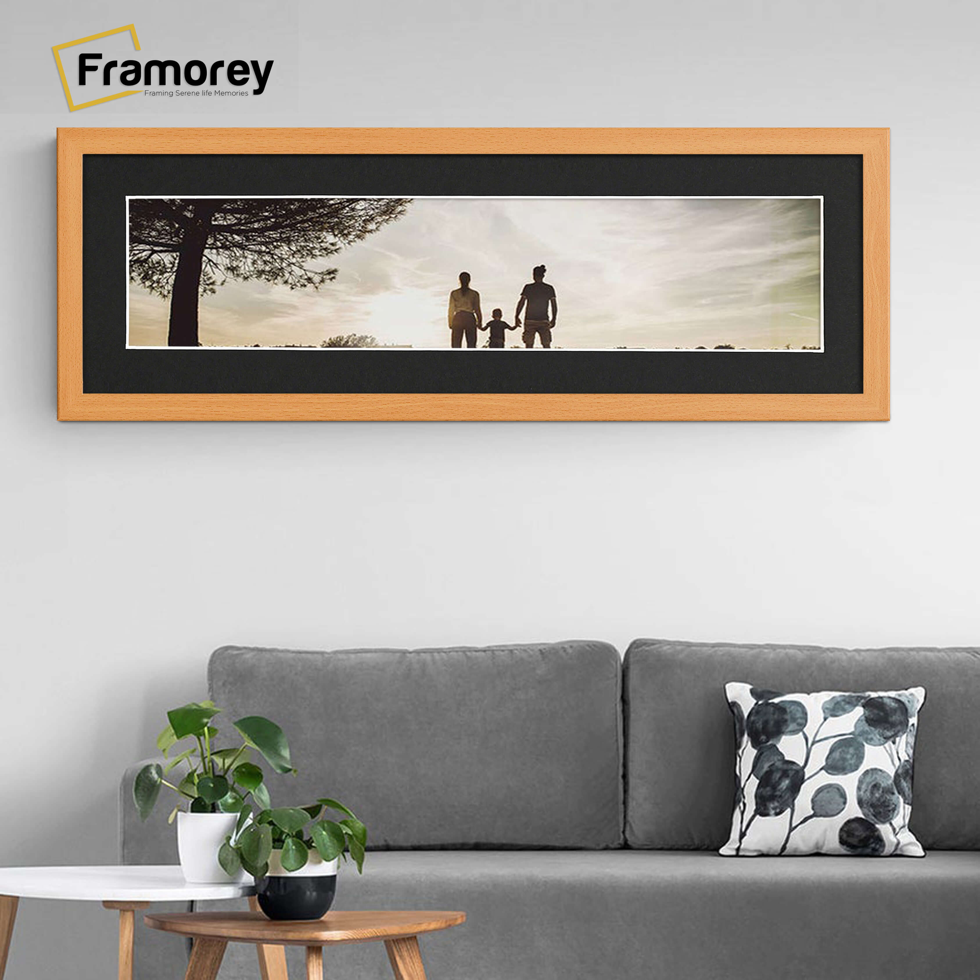 Panoramic Beech Picture Frame With Black Mount Wall Décor Frame