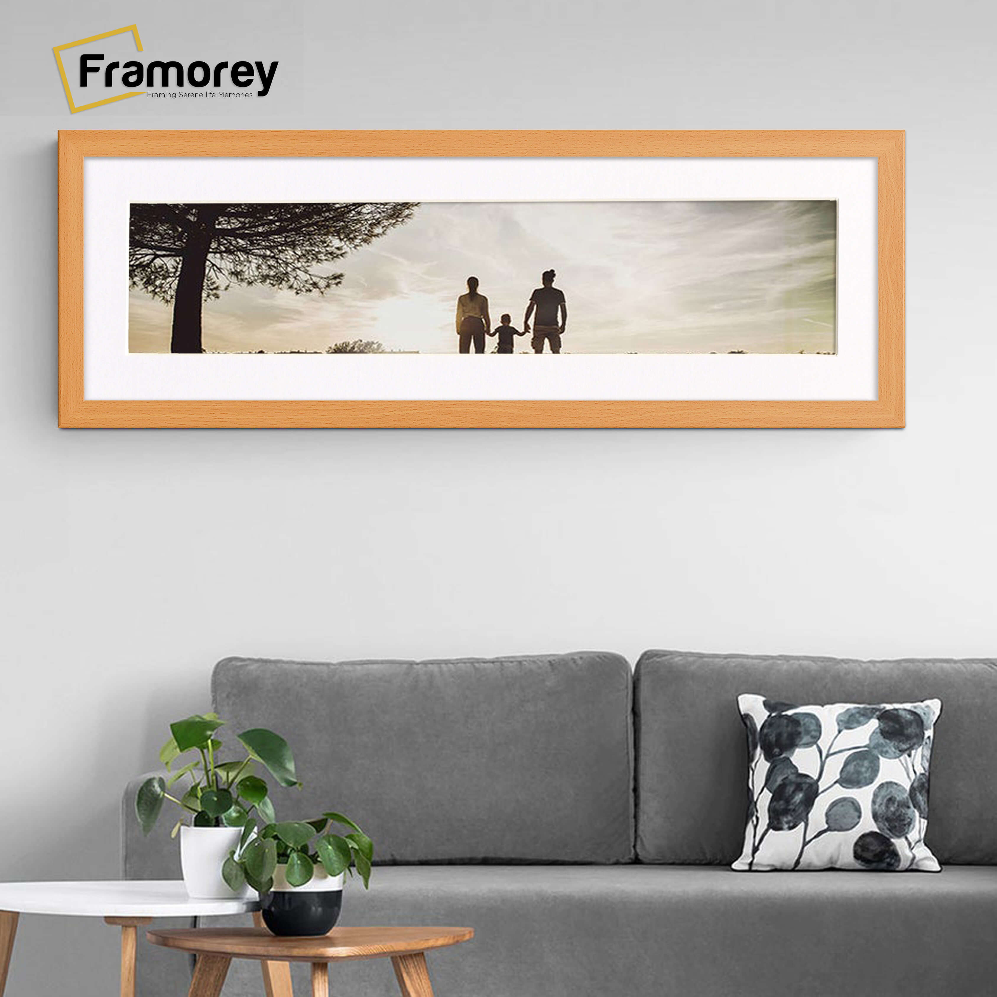 Panoramic Beech Picture Frame With White Mount
