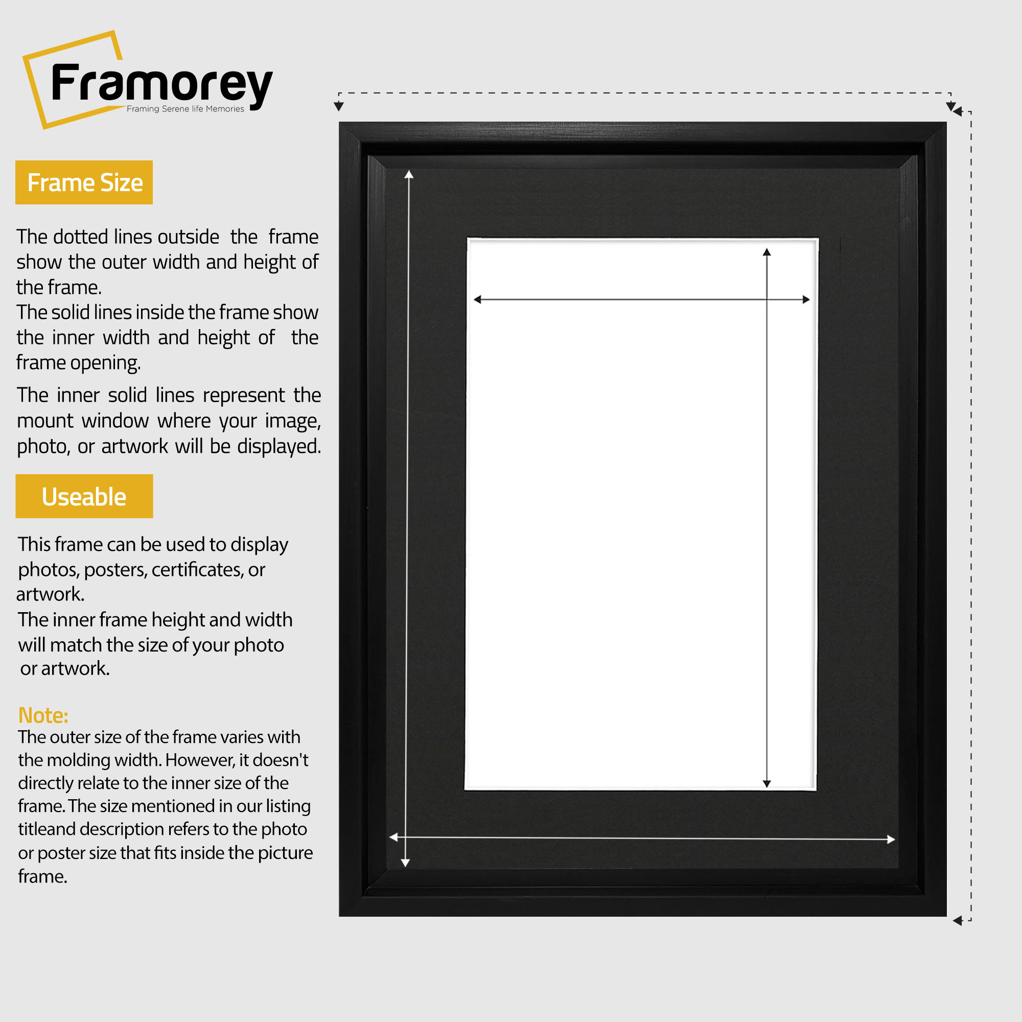 Black Picture Frame Oslo Style Photo Frames With Black Mount Size