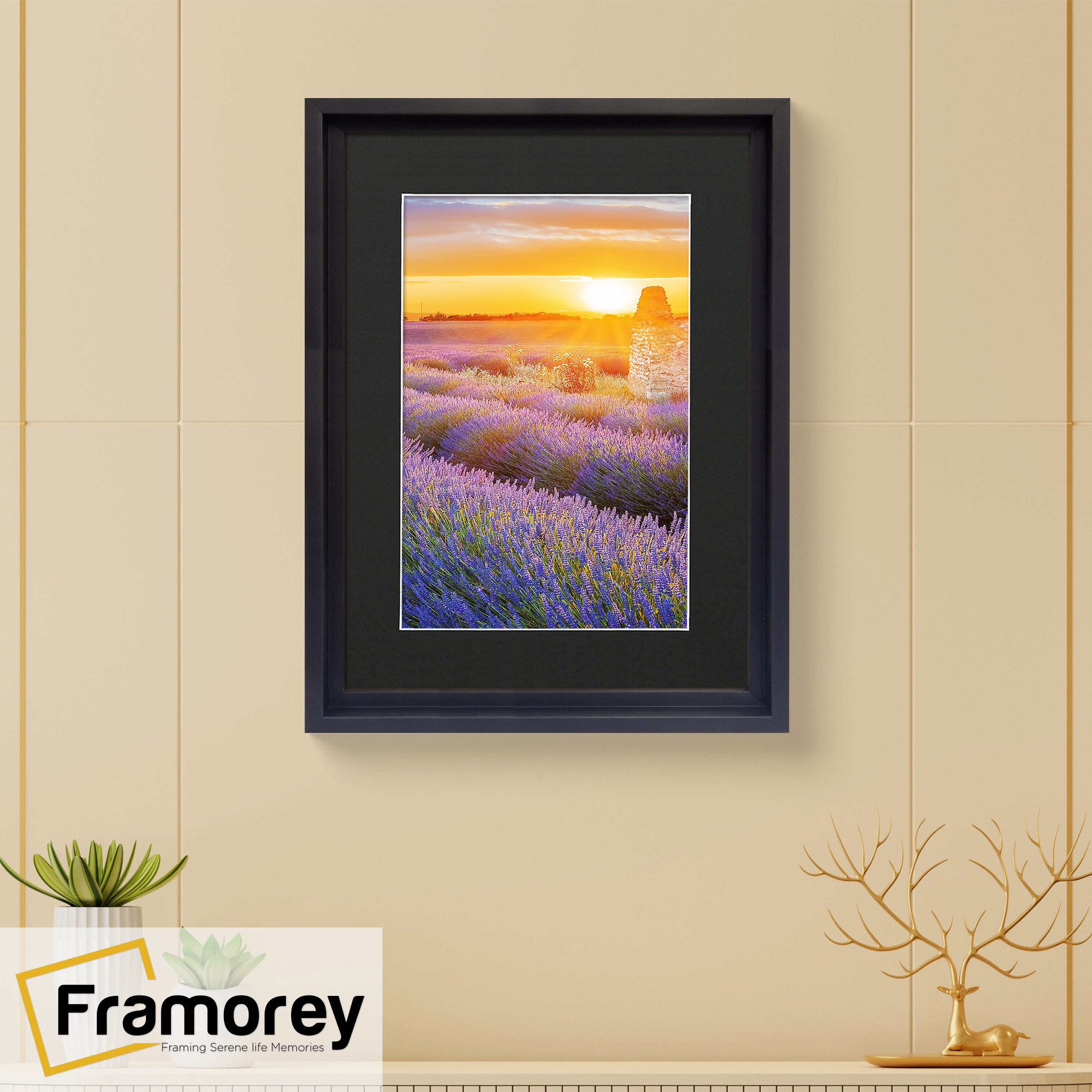 Black Picture Frame Oslo Style Photo Frames With Black Mount. wall View