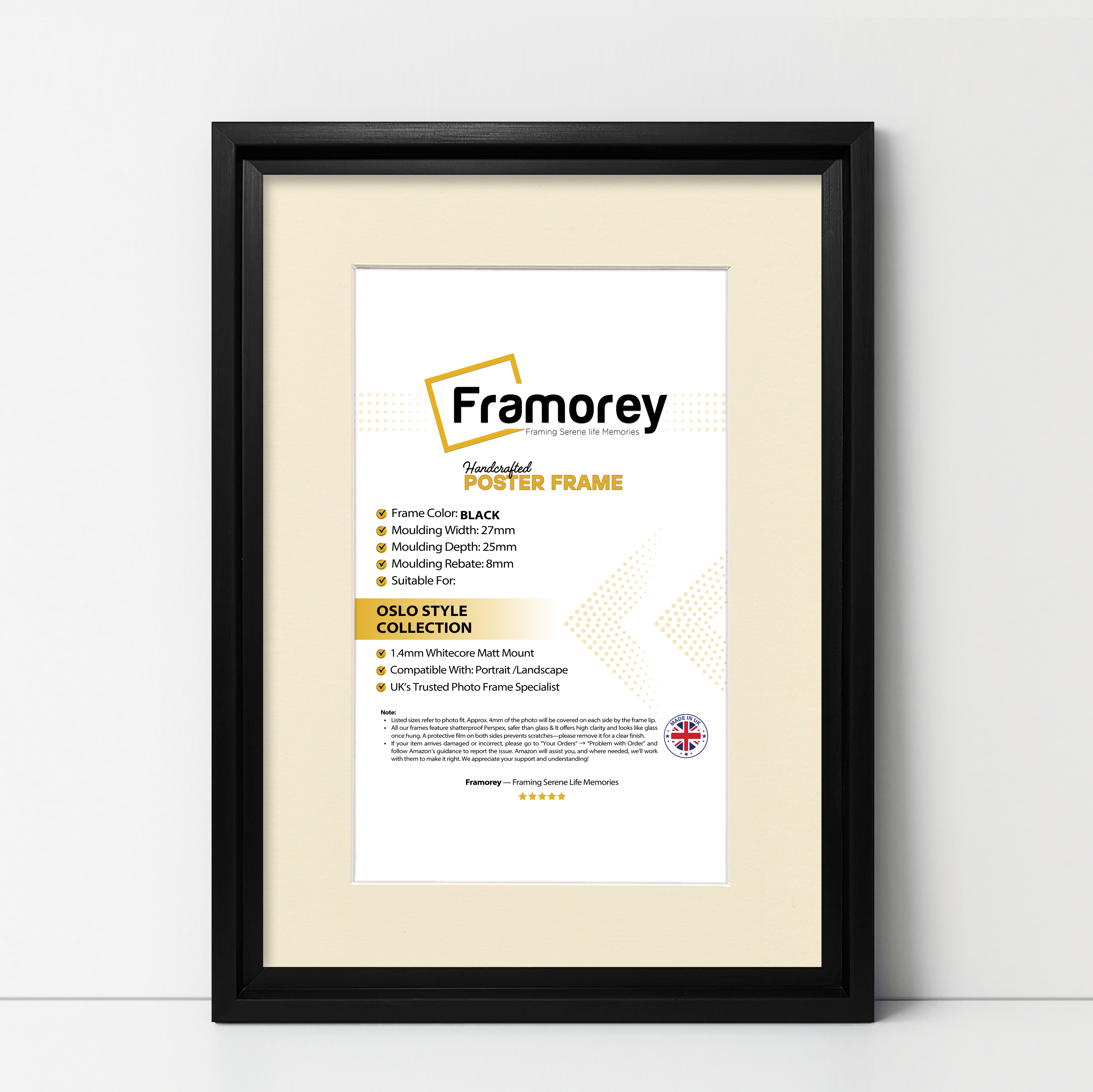 Black Picture Frame Oslo Style Photo Frames With Ivory Mount