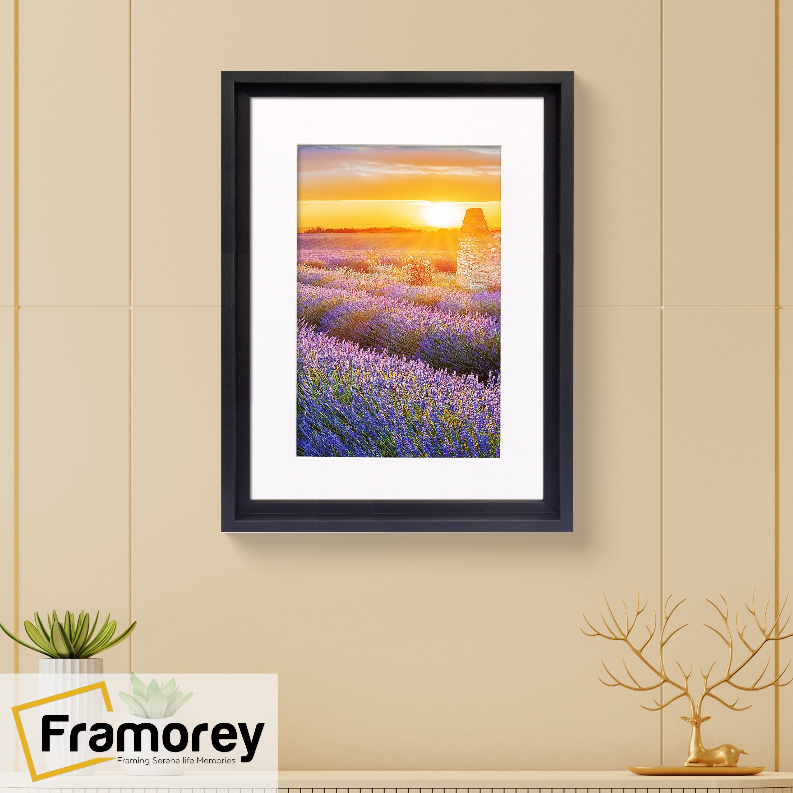 Black Picture Frame Oslo Style Photo Frames With White Mount Wall View