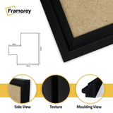 Black Picture Frame Wall Decor Oslo Style Photo Frames Poster Frames. side View, Texture, Moulding View