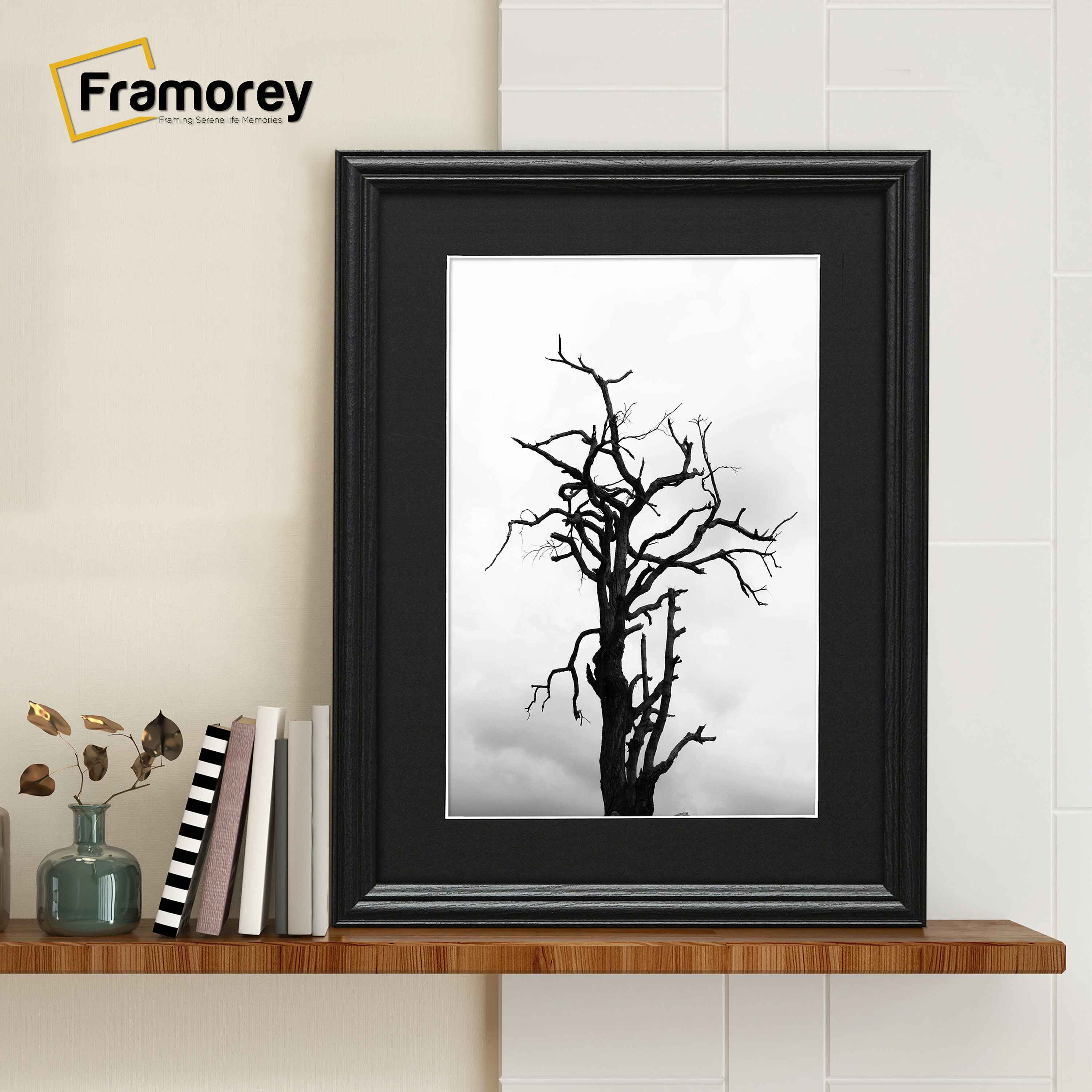 Black Picture Frame with Black Mount and Wall Art Photo Frame in the UK